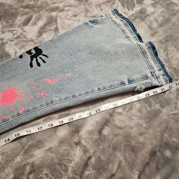 Kancan Womens Paint Splashed Jeans Sz 11 - Picture 3 of 15
